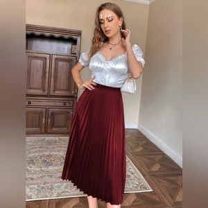 NWOT Burgundy Satin Skirt